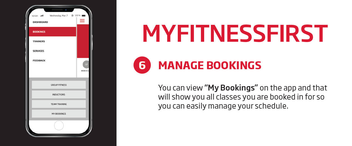 My Fitness First application - manage bookings feature